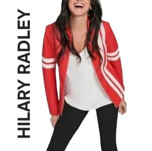 🏷️Hilary Radley for Katherine Barclay red leather faux jacket SZ Small/medium